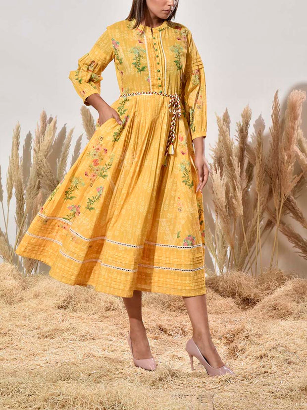 Yellow Printed Cotton Dress