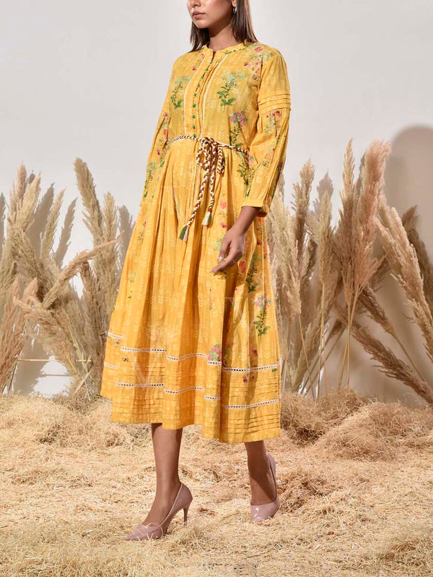 Yellow Printed Cotton Dress
