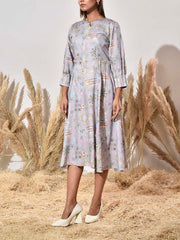 Grey Cotton Printed Dress