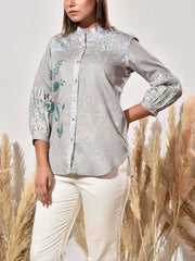 Grey Cotton Printed Shirt