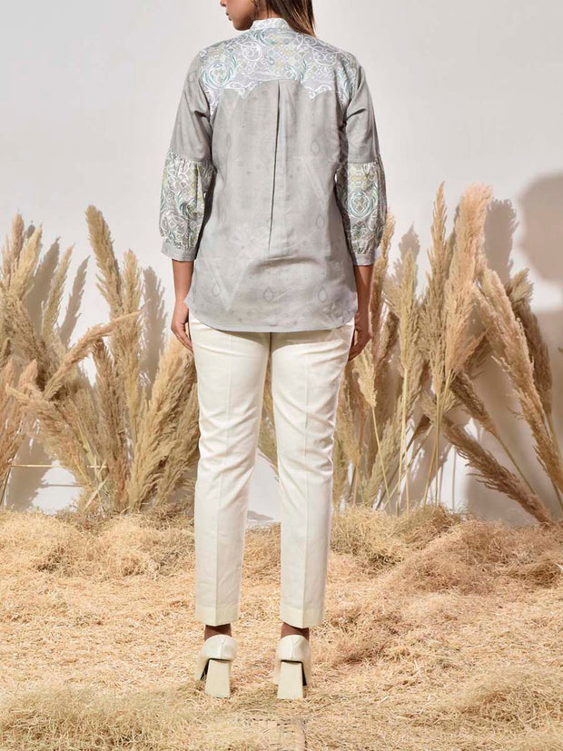 Grey Cotton Printed Shirt