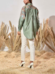 Green Cotton Printed Shirt