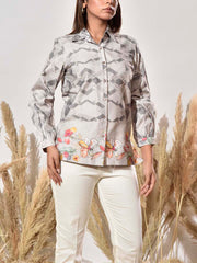 Grey Cotton Printed Shirt