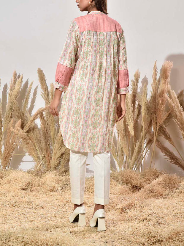 Pink and Cream Dobby Cotton Shirt