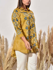Green Cotton Printed Shirt