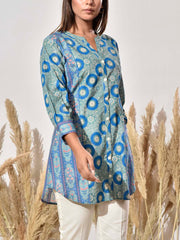 Blue Cotton Printed Shirt