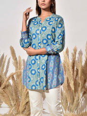 Blue Cotton Printed Shirt