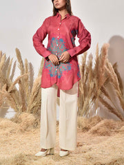 Red Vasansi Silk Printed Shirt