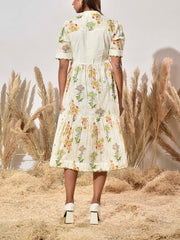 Off- White Dobby Cotton Dress