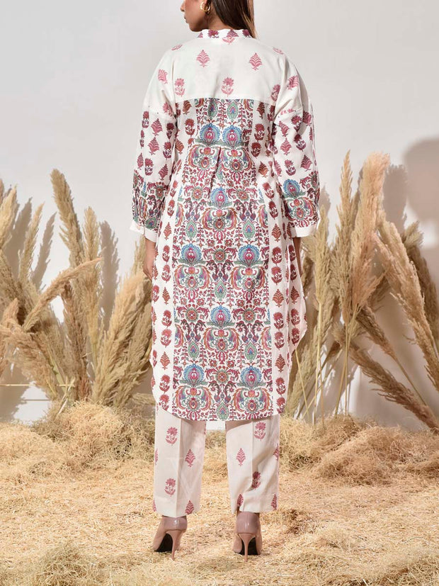 White Cotton Printed Co Ord Set
