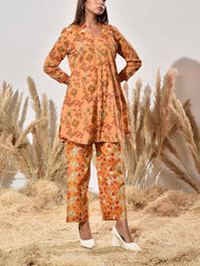 Yellow Cotton Printed Co Ord Set