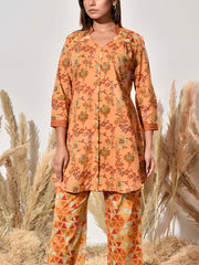Yellow Cotton Printed Co Ord Set