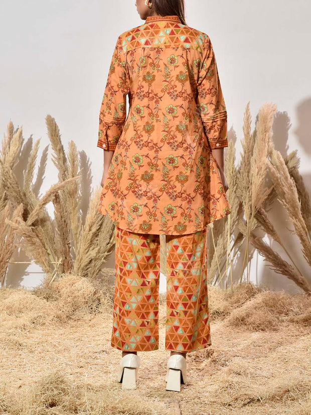 Yellow Cotton Printed Co Ord Set