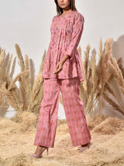 Pink Cotton Printed Co Ord Set