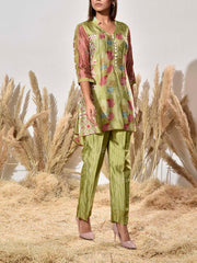 Green Vasansi Silk Printed Co Ord Set