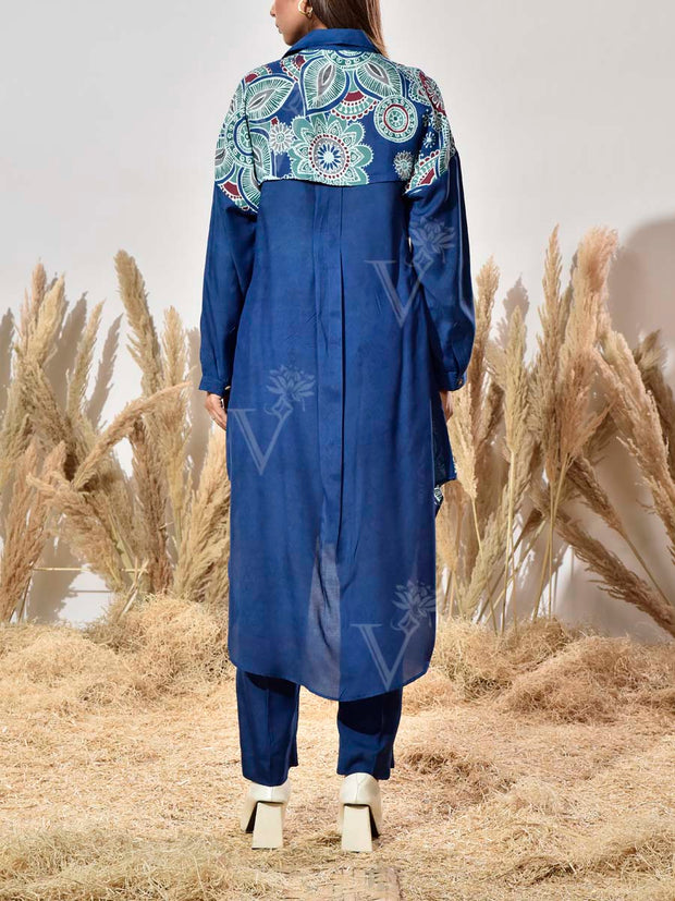 Blue Vasansi Silk Printed Kurta And Pant Set