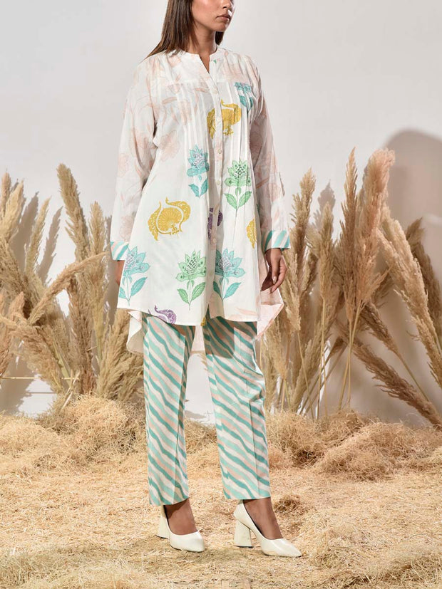 Off- White Cotton Printed Co Ord Set