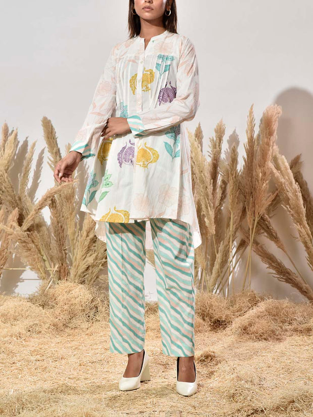 Off- White Cotton Printed Co Ord Set