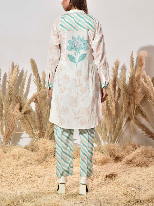 Off- White Cotton Printed Co Ord Set