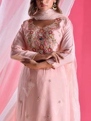 Powder Pink Silk Embroidered Suit Set