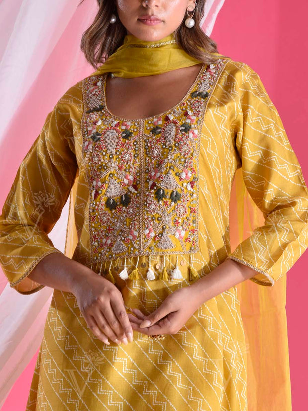 Pear Silk Embroidered Suit Set
