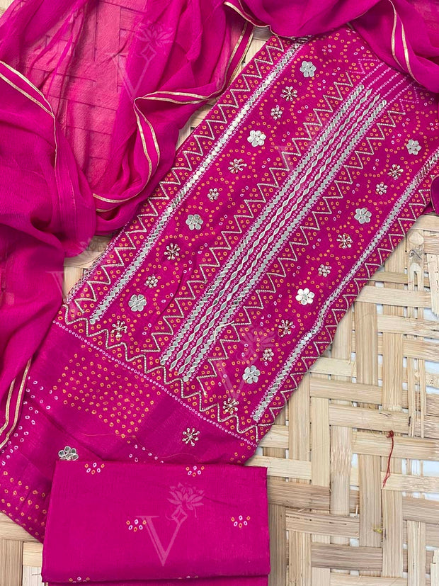 Rani Pink Vasansi Silk Dress Material