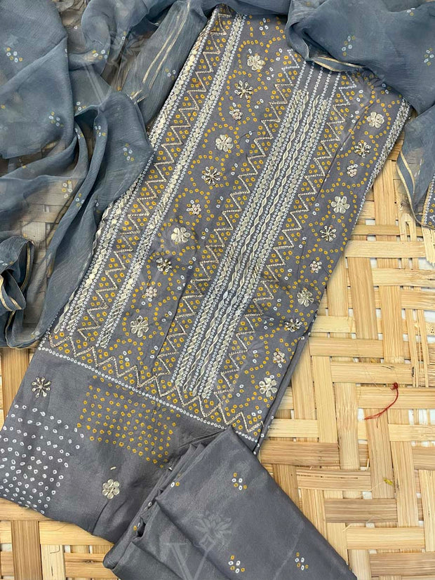 Grey Vasansi Silk Dress Material