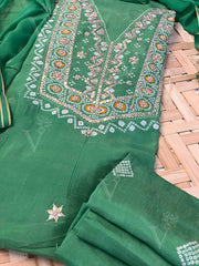 Green Vasansi Silk Dress Material