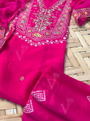 Rani Pink Vasansi Silk Dress Material