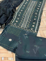 Black Vasansi Silk Dress Material