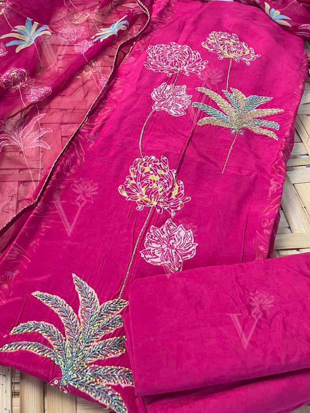 Rani Pink Vasansi Silk Dress Material