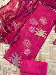 Rani Pink Vasansi Silk Dress Material