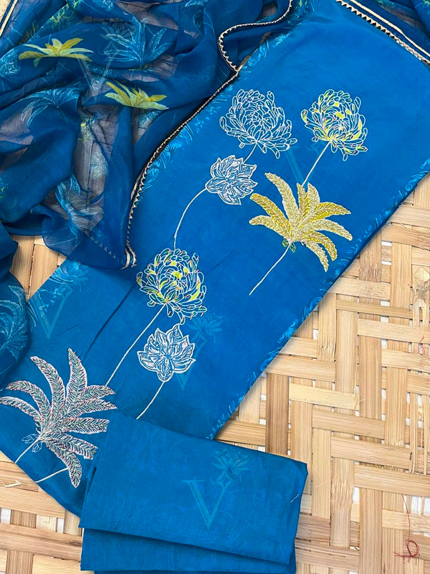 Blue Vasansi Silk Dress Material