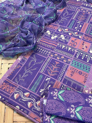 Purple Cotton Dress Material