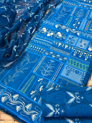 Blue Cotton Dress Material