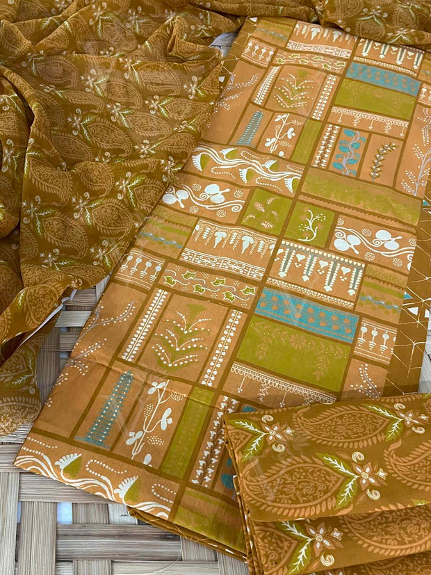 Yellow Cotton Dress Material