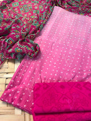 Pink Chanderi Silk Dress Material