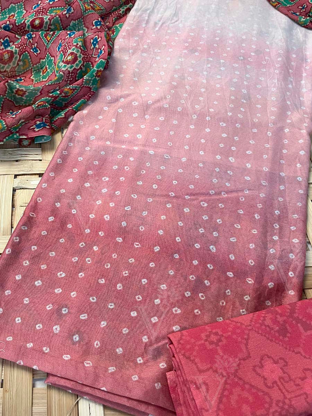 Green Chanderi Silk Dress Material