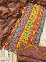 Brown Cotton Dress Material