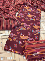 Marron Cotton Dress Material