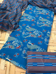 Blue Cotton Dress Material