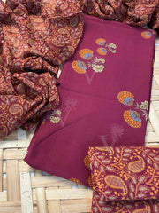 Maroon Cotton Dress Material