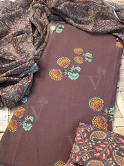 Brown Cotton Dress Material