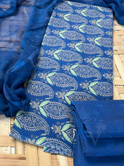 Blue Cotton Dress Material