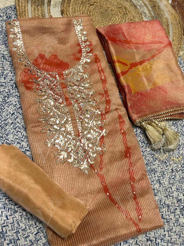 Golden Tissue Dress Material