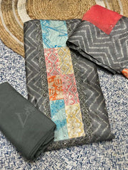 Grey Summer Silk Dress Material