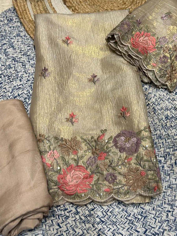 Golden Tissue Dress Material