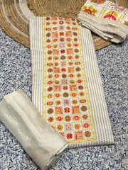Off White Muslin Dress Material