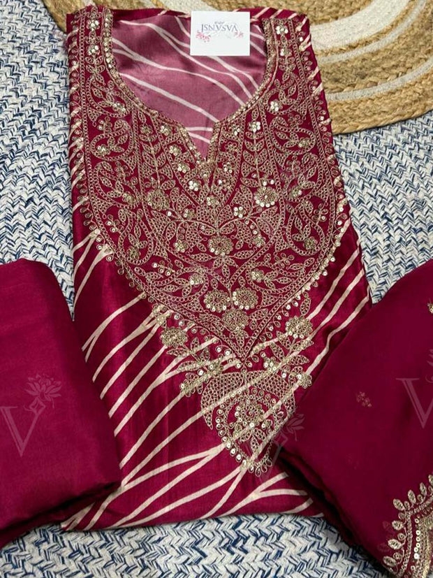 Maroon Summer Silk Dress Material