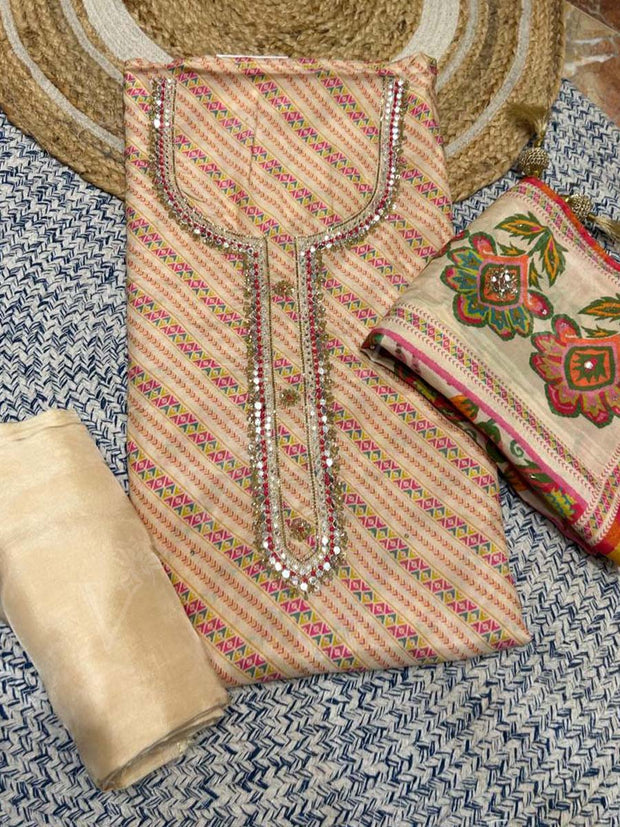 Beige Muslin Dress Material